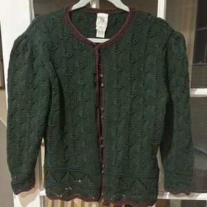 Vintage Dark Green Knit Cardigan